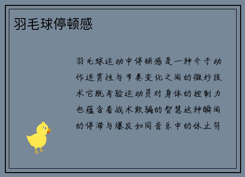羽毛球停顿感